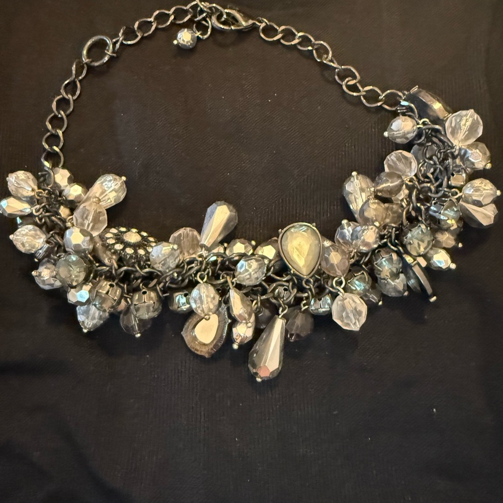 Chunky Silver and Black Statement Necklace